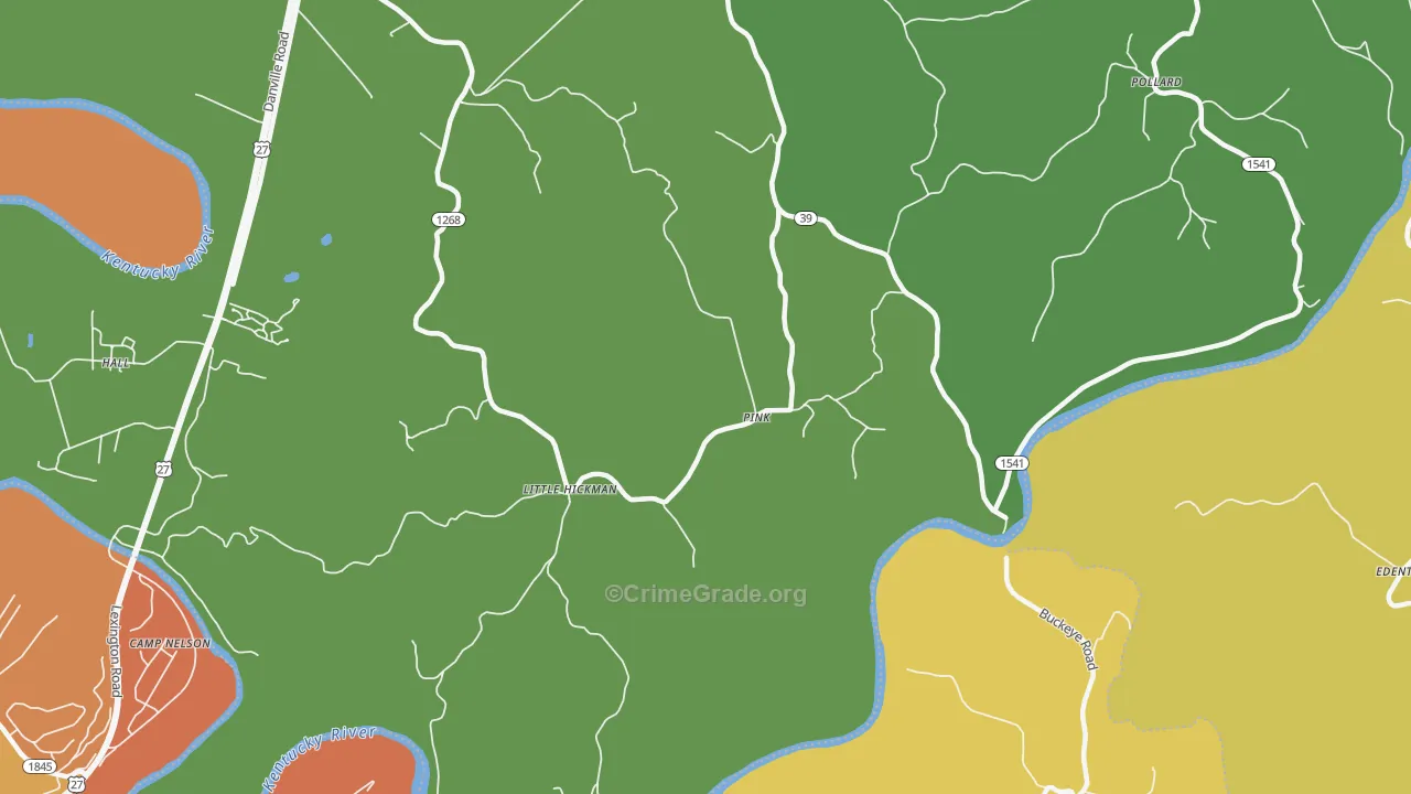 Pink, KY Map of Robbery Rates