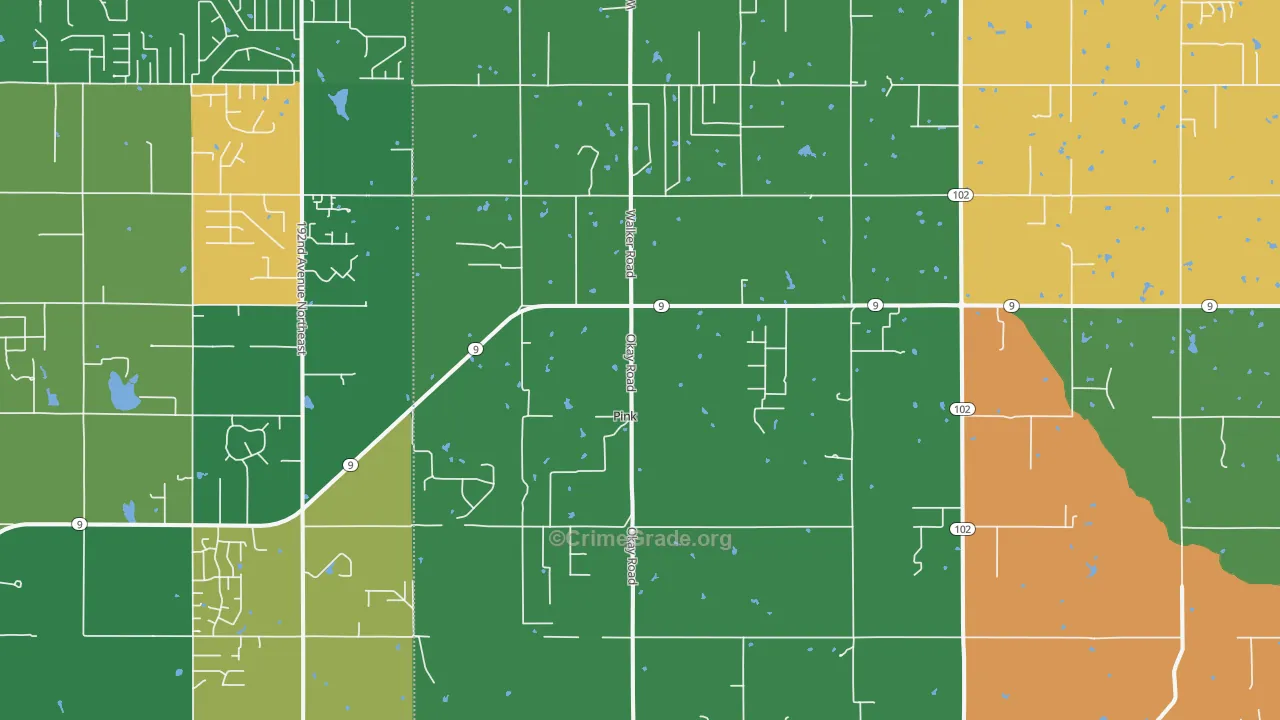 Pink, OK Map of Robbery Rates