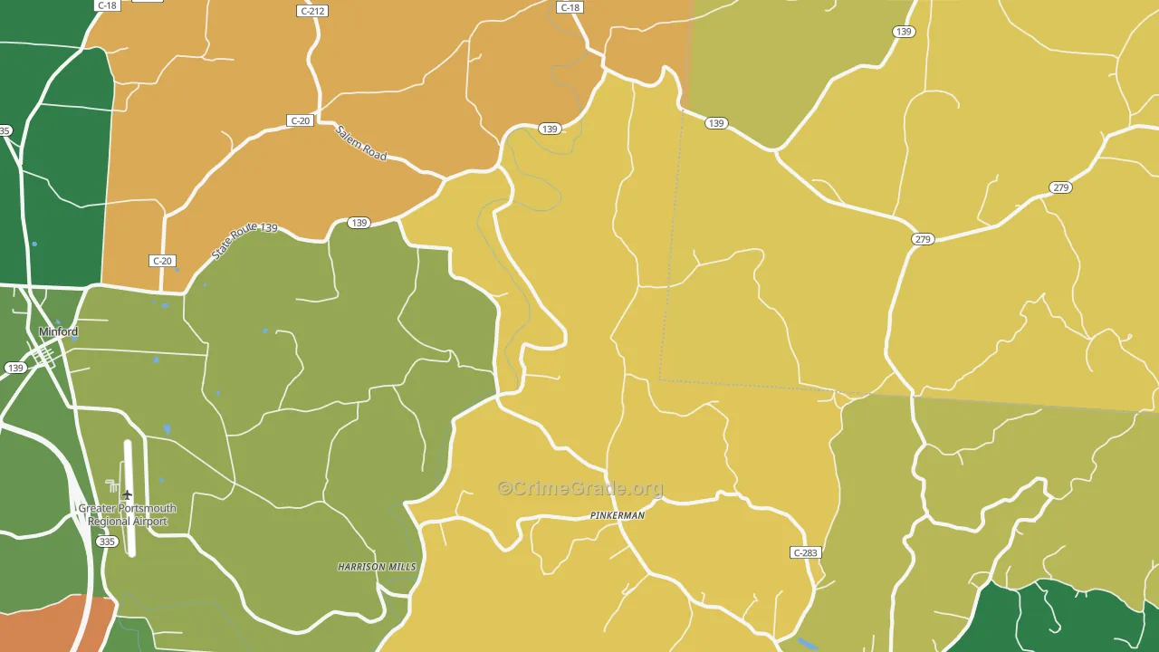 Pinkerman, OH Map of Robbery Rates
