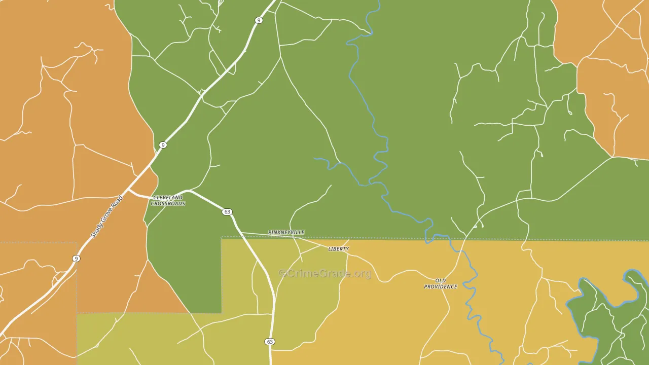 Pinkneyville, AL Map of Robbery Rates