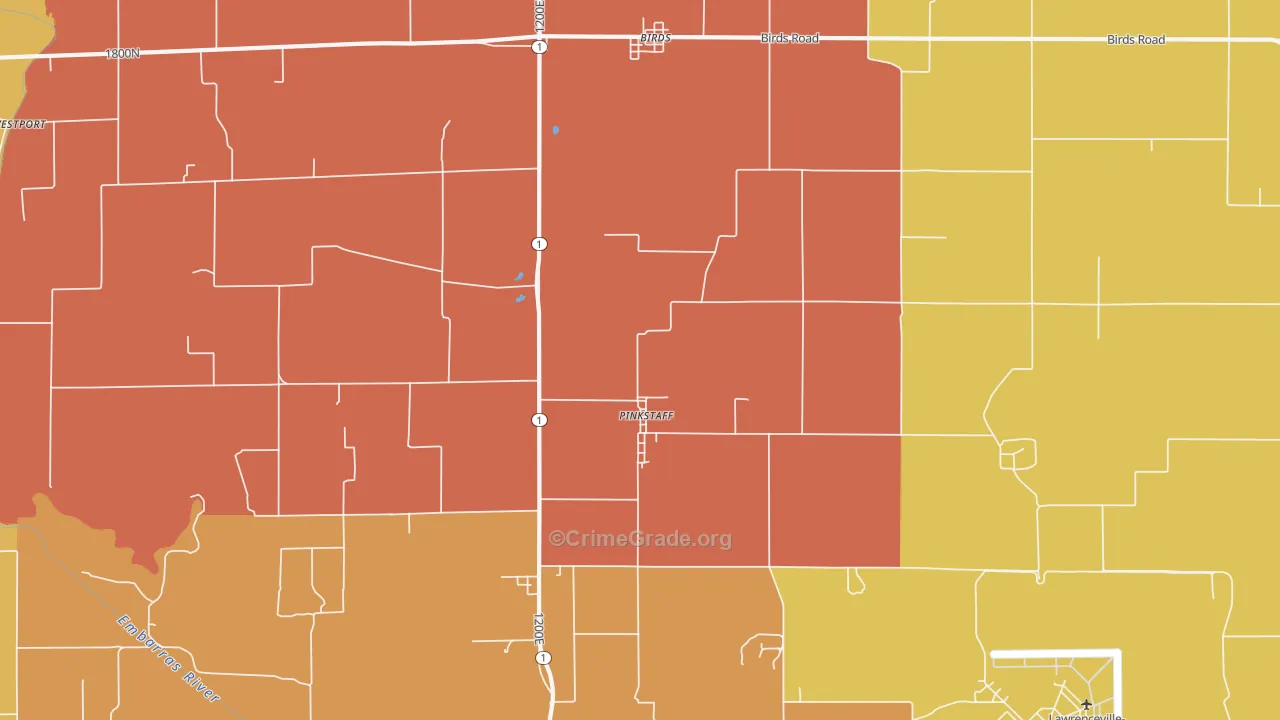 Pinkstaff, IL Map of Robbery Rates
