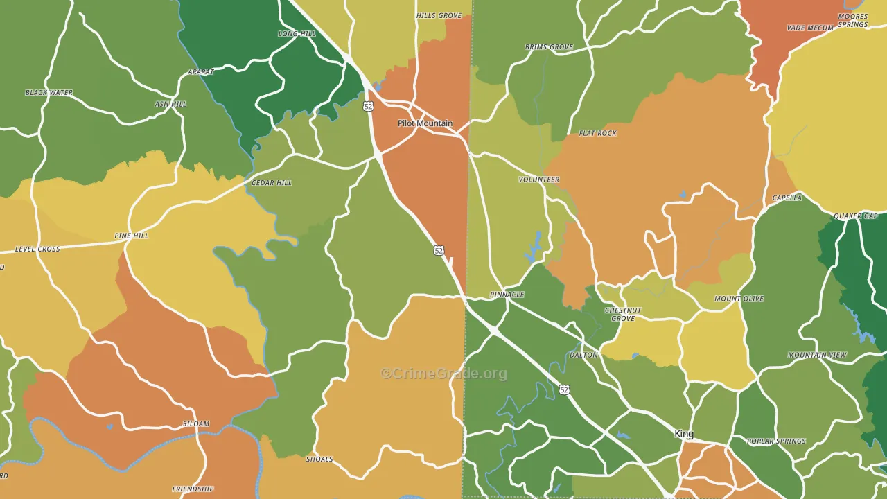 Pinnacle, NC Map of Robbery Rates
