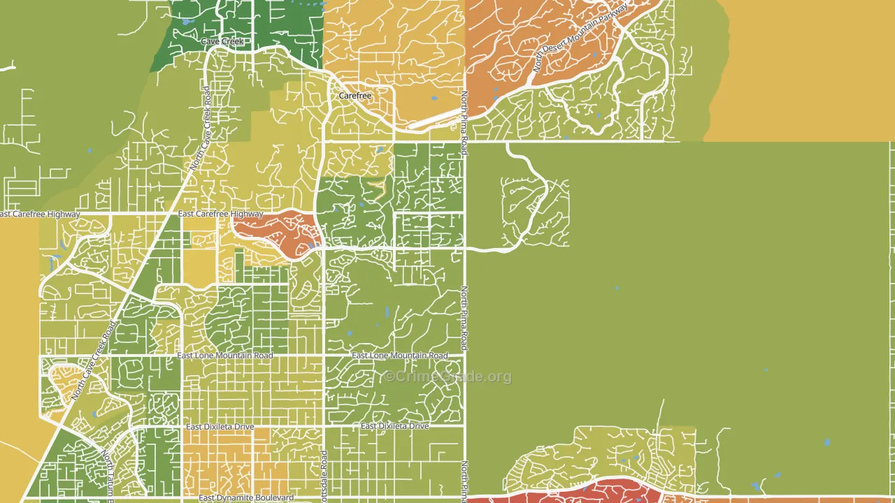 Pinnacle Peak, Scottsdale, AZ Map of Robbery Rates