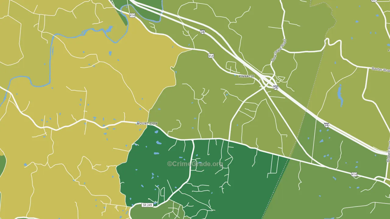 Pinnacle, TN Map of Robbery Rates