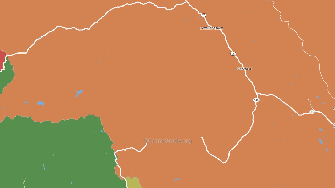 Pinnacles, CA Map of Robbery Rates