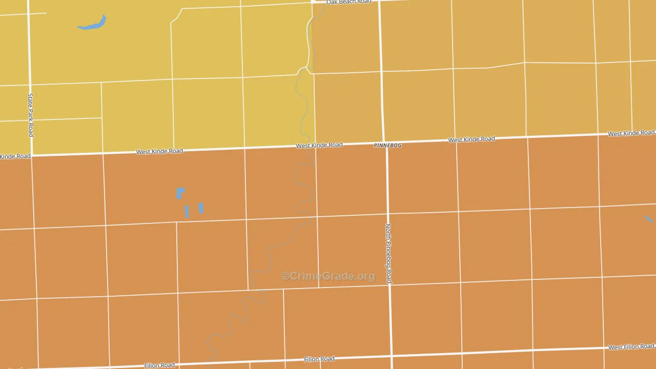 Pinnebog, MI Map of Robbery Rates