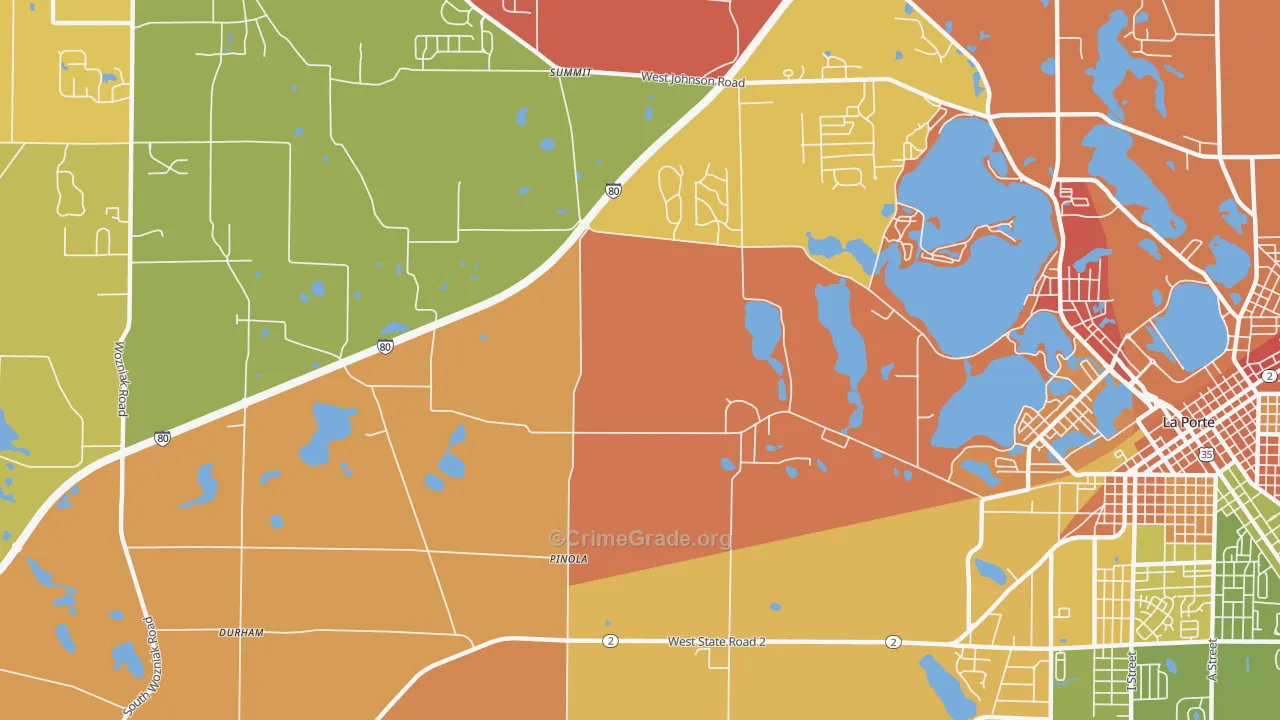Pinola, IN Map of Robbery Rates