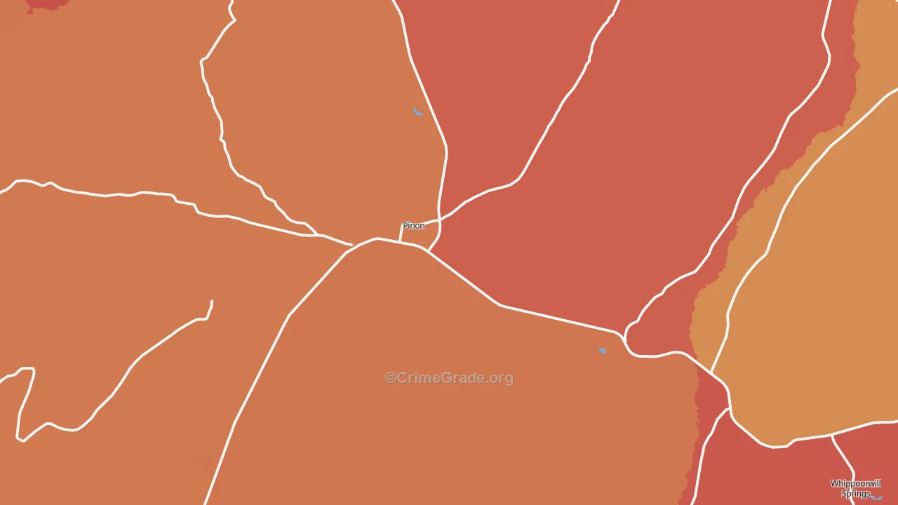 Pinon, AZ Map of Robbery Rates