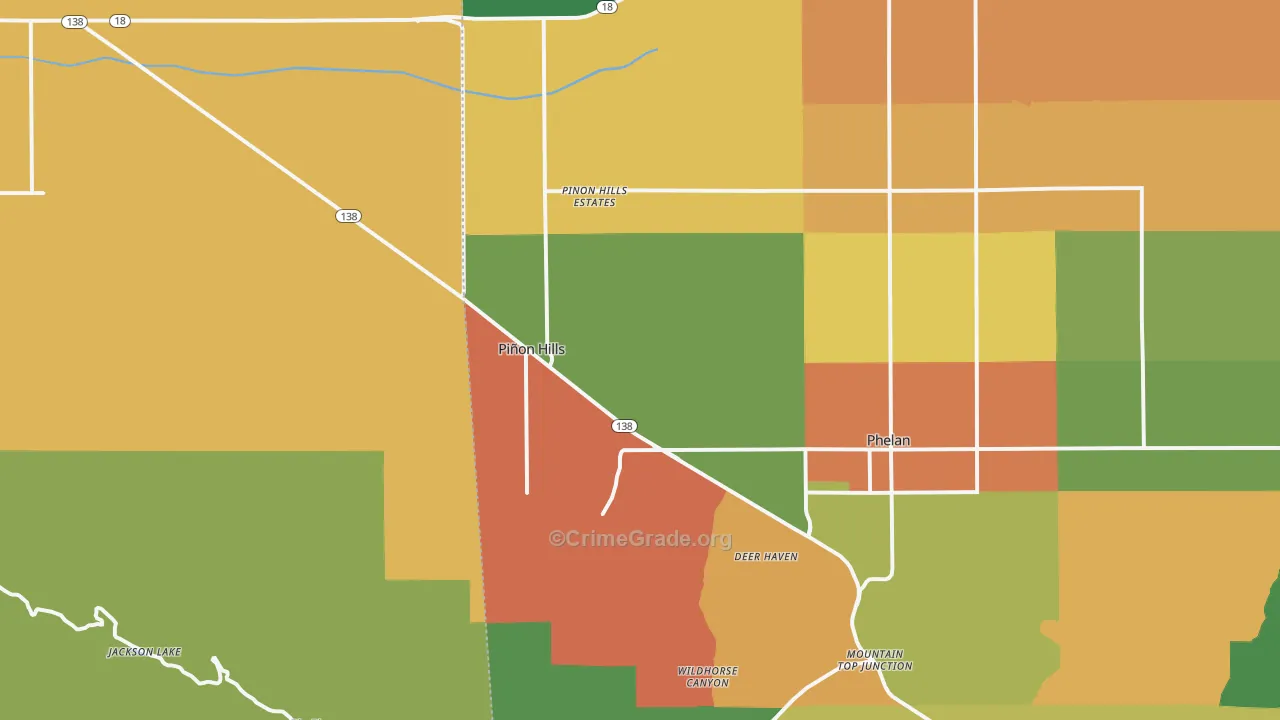 Pinon Hills, CA Map of Robbery Rates