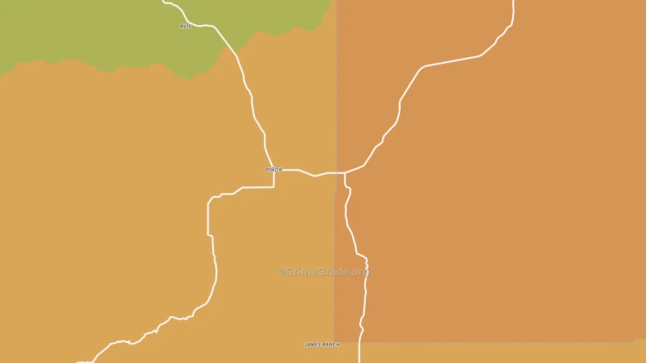 Pinon, NM Map of Robbery Rates