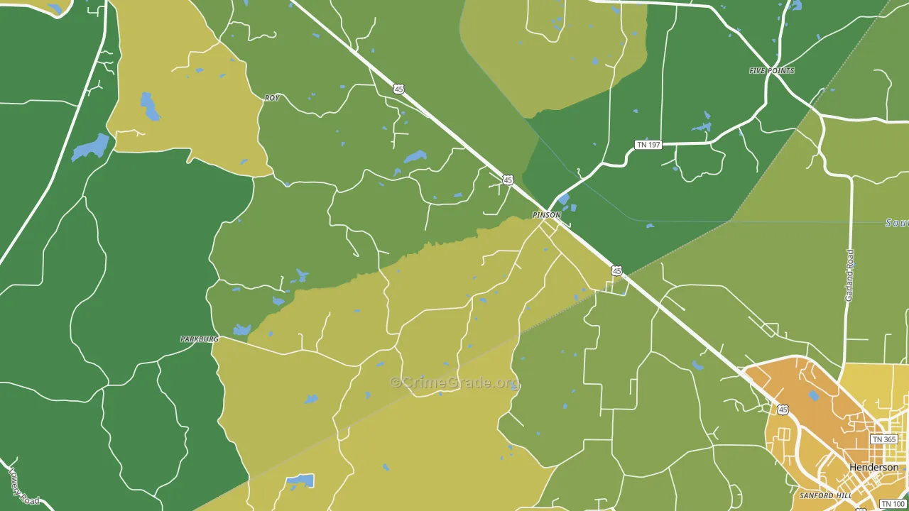 Pinson, TN Map of Robbery Rates
