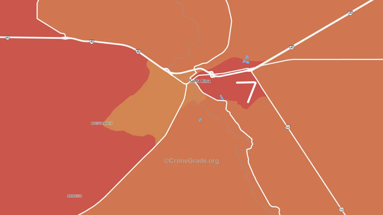 Pintada, NM Map of Robbery Rates