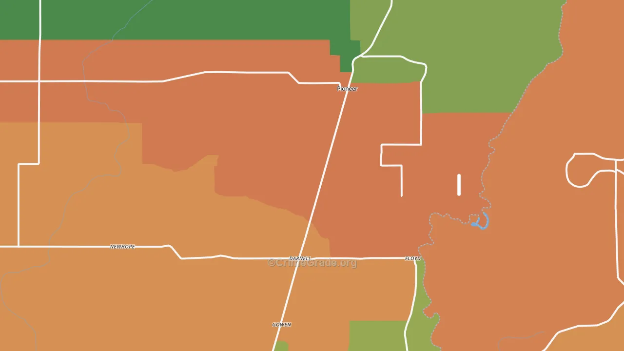Pioneer, LA Map of Robbery Rates