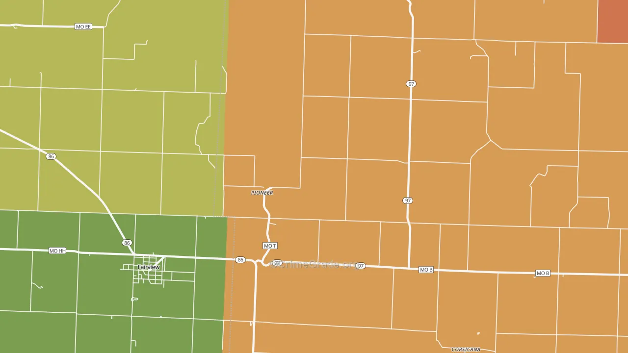 Pioneer, MO Map of Robbery Rates