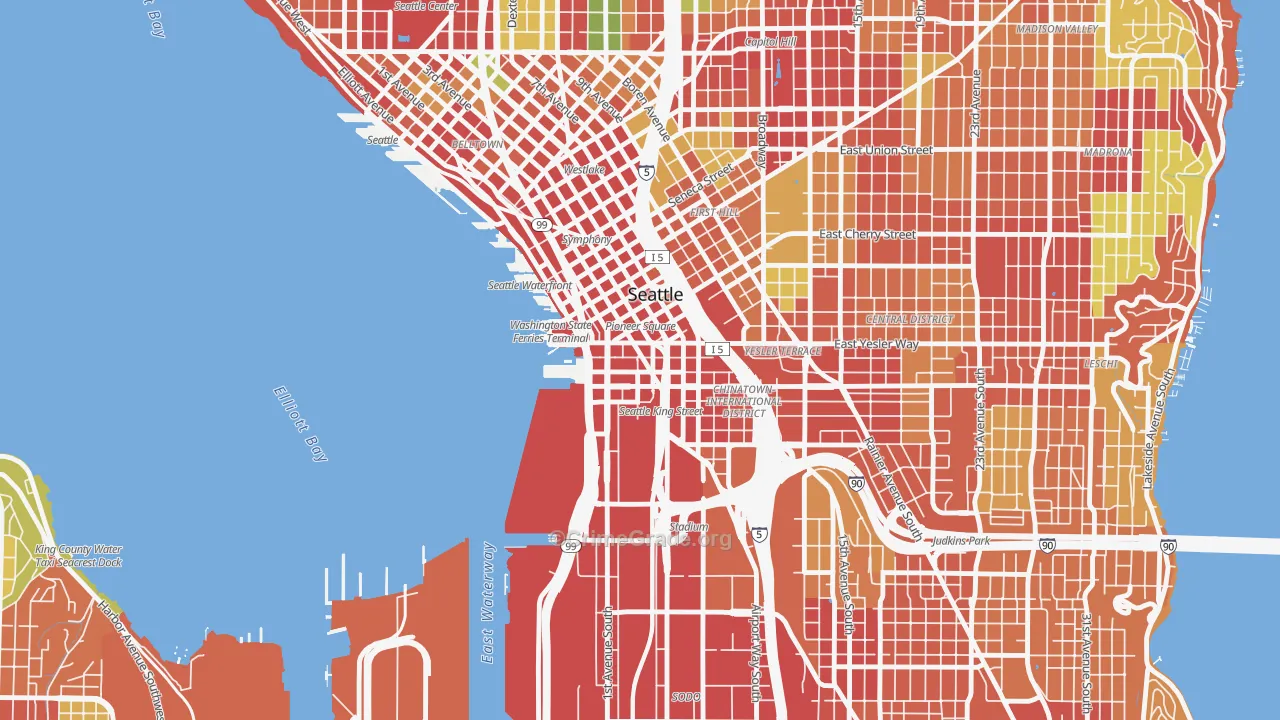 Pioneer Square, Seattle, WA Map of Robbery Rates