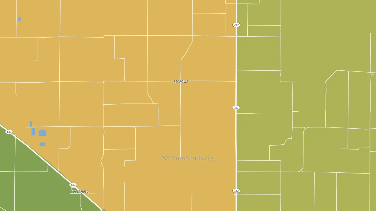 Piopolis, IL Map of Robbery Rates