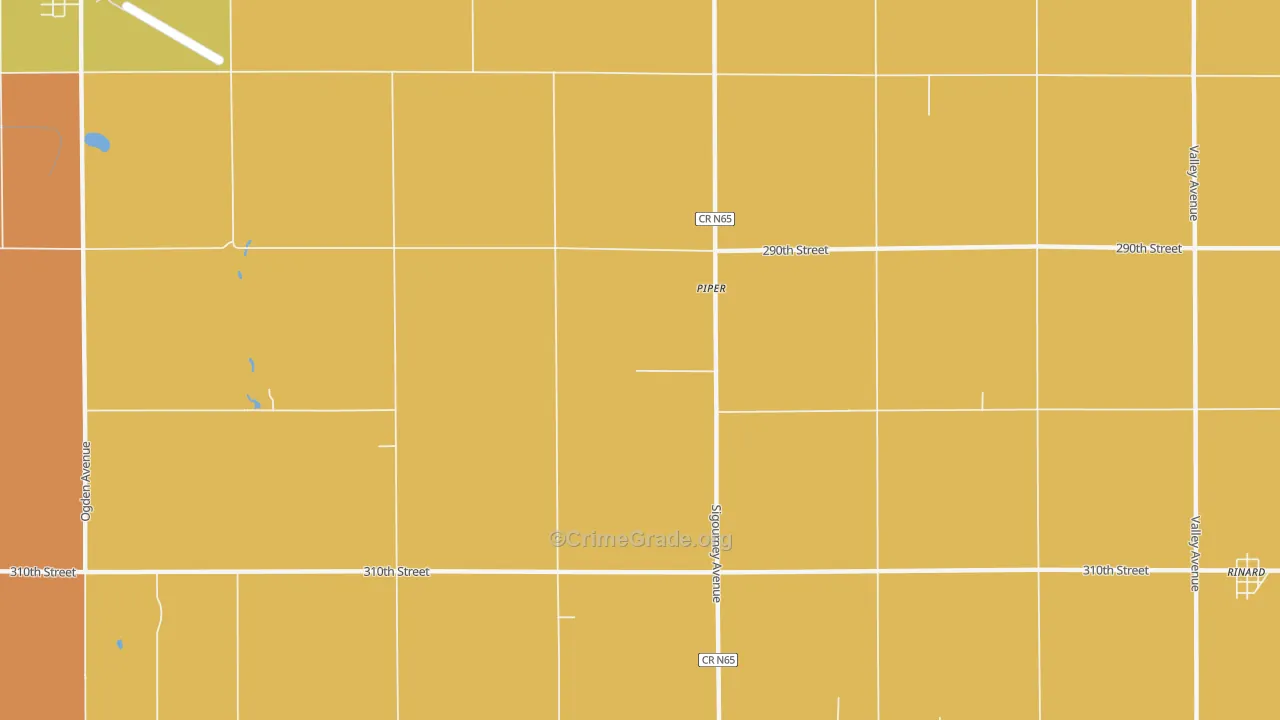 Piper, IA Map of Robbery Rates