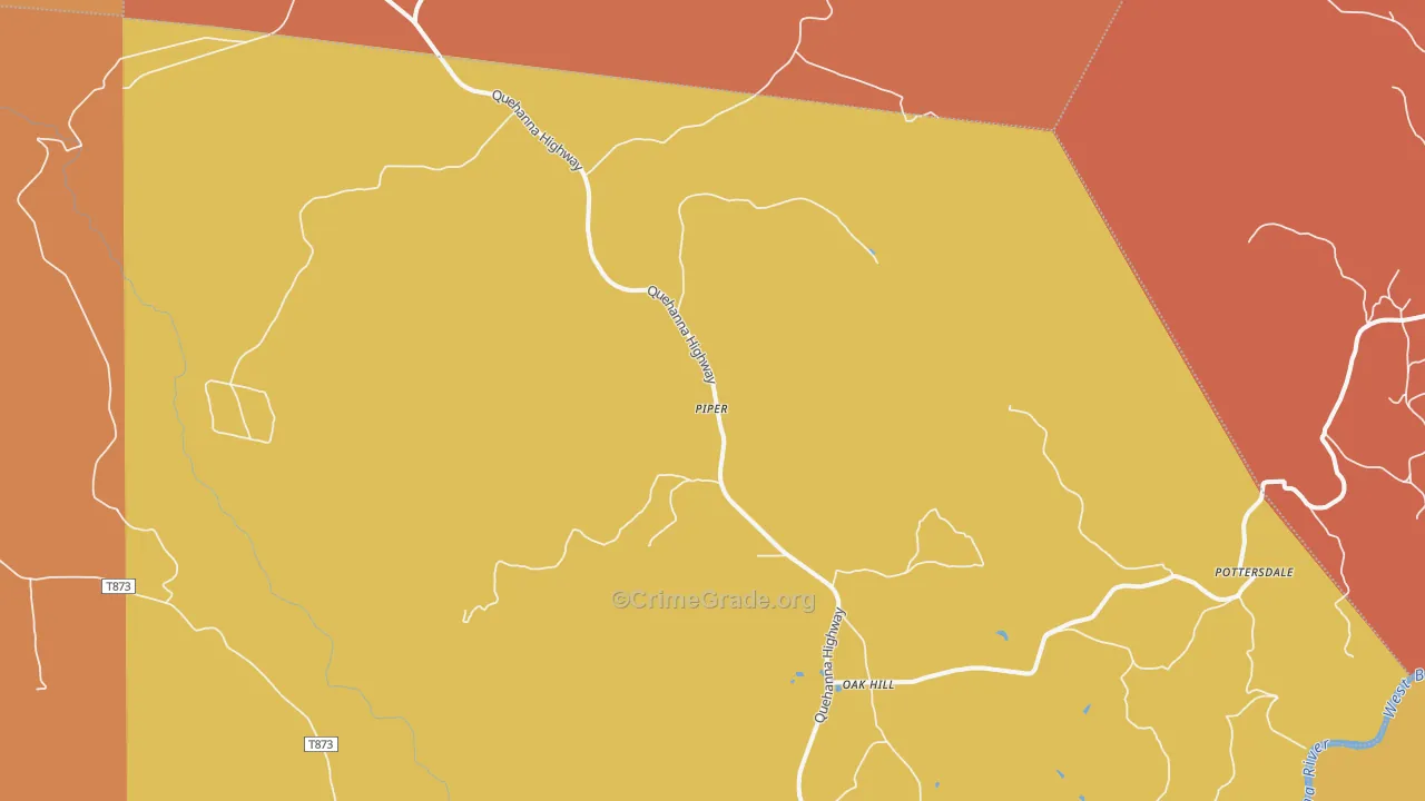 Piper, PA Map of Robbery Rates