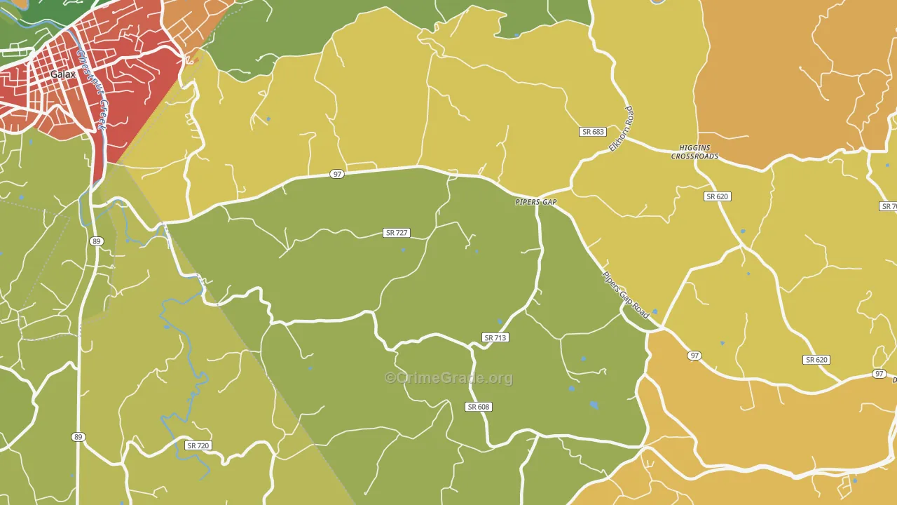 Pipers Gap, VA Map of Robbery Rates