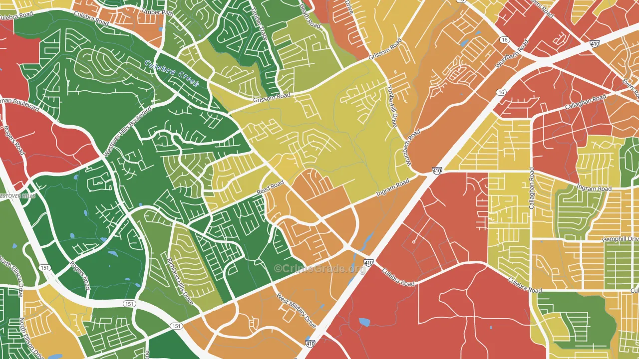 Pipers Meadow, San Antonio, TX Map of Robbery Rates