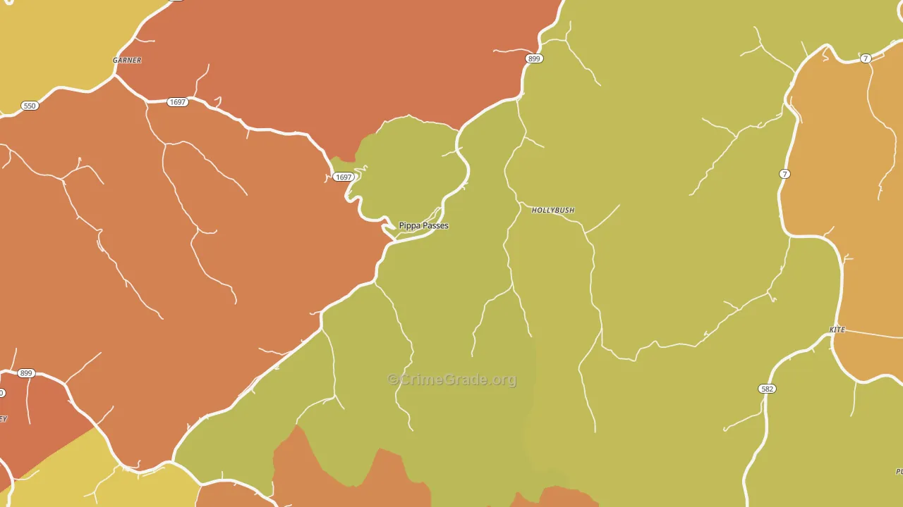 Pippa Passes, KY Map of Robbery Rates