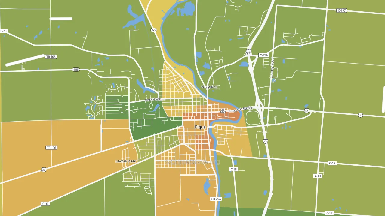 Piqua Historic District, Piqua, OH Map of Robbery Rates