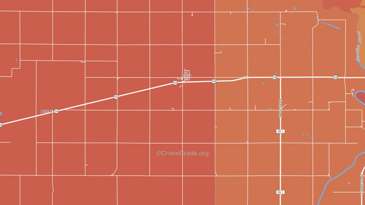 Piqua, KS Map of Robbery Rates