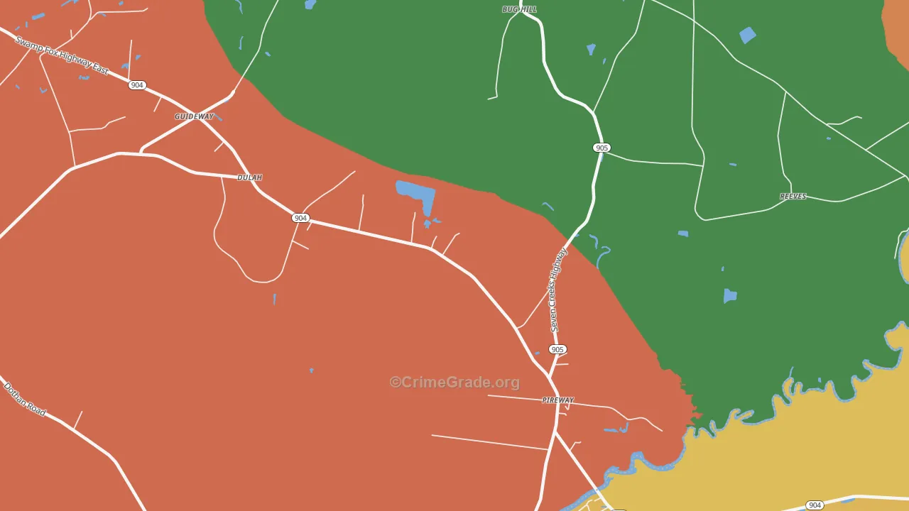 Pireway, NC Map of Robbery Rates