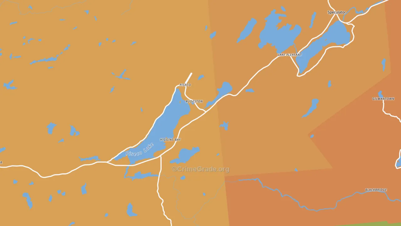 Piseco, NY Map of Robbery Rates