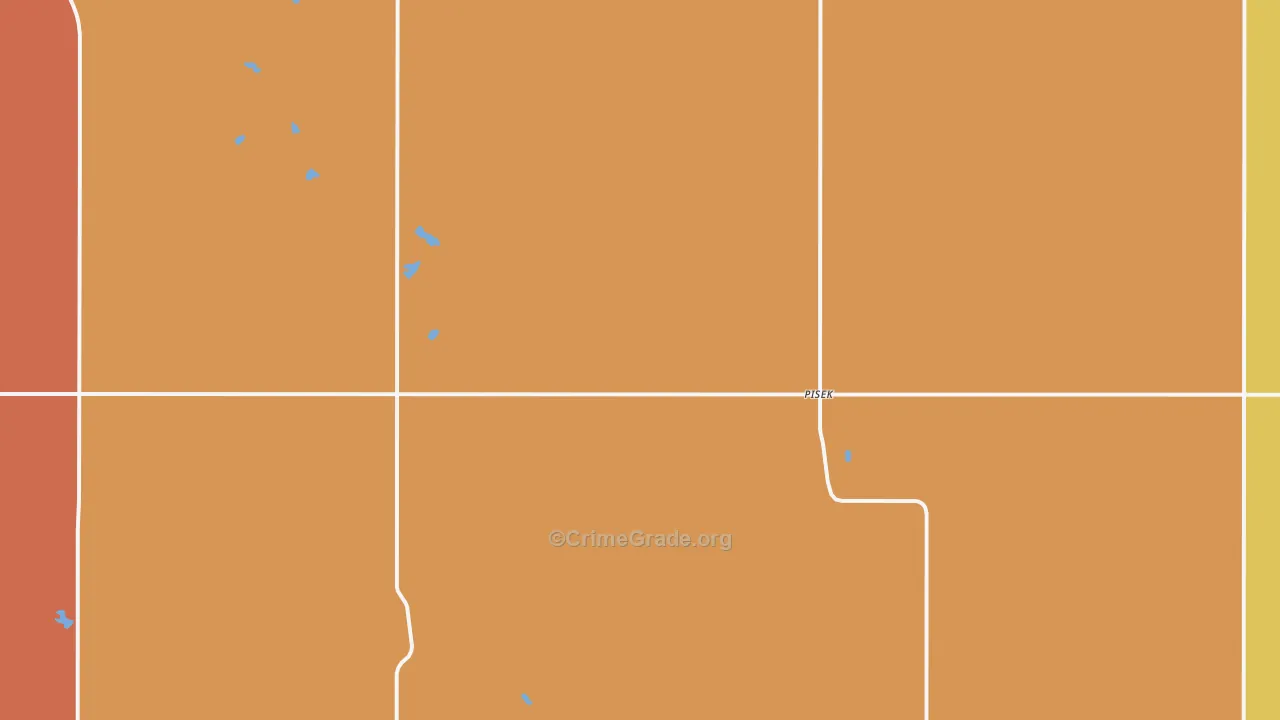 Pisek, ND Map of Robbery Rates