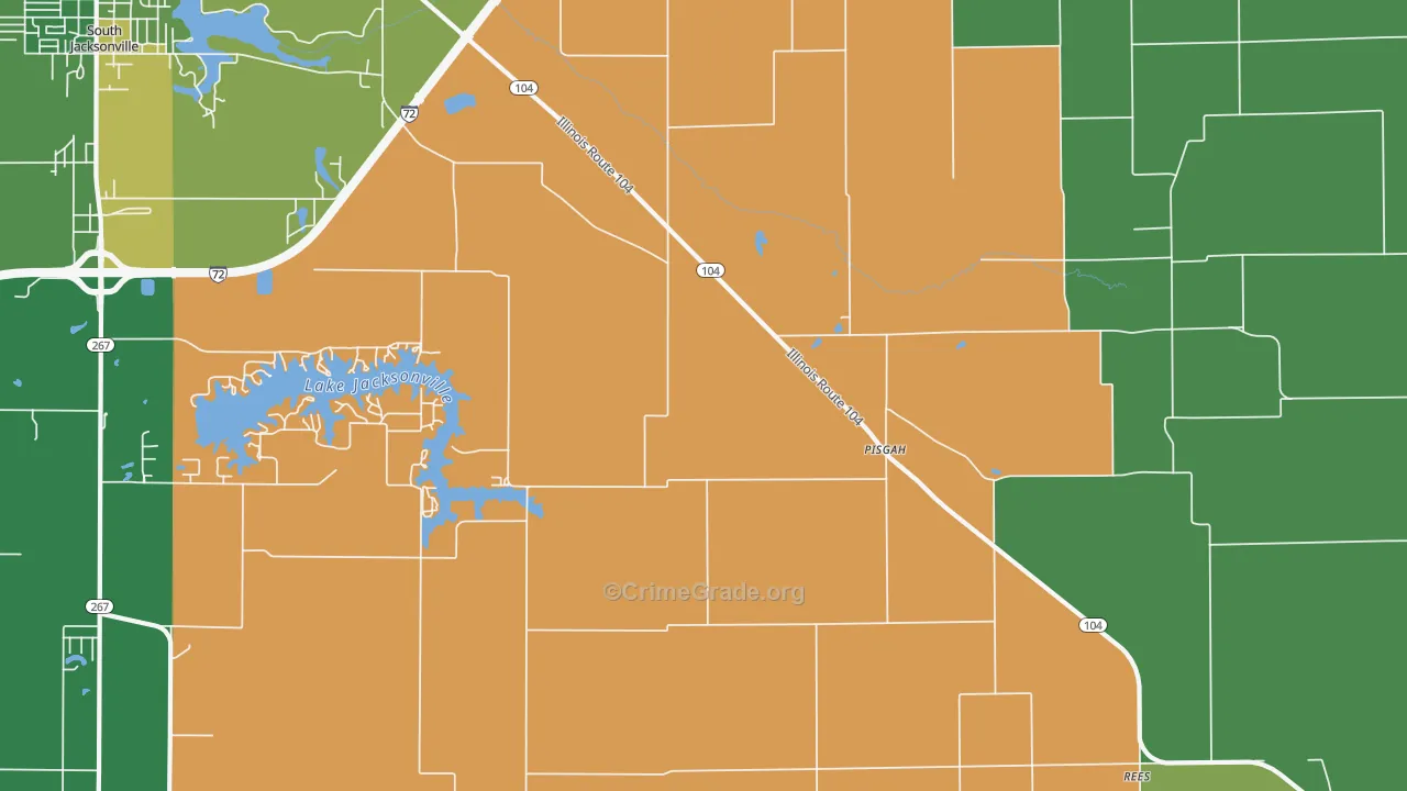 Pisgah, IL Map of Robbery Rates