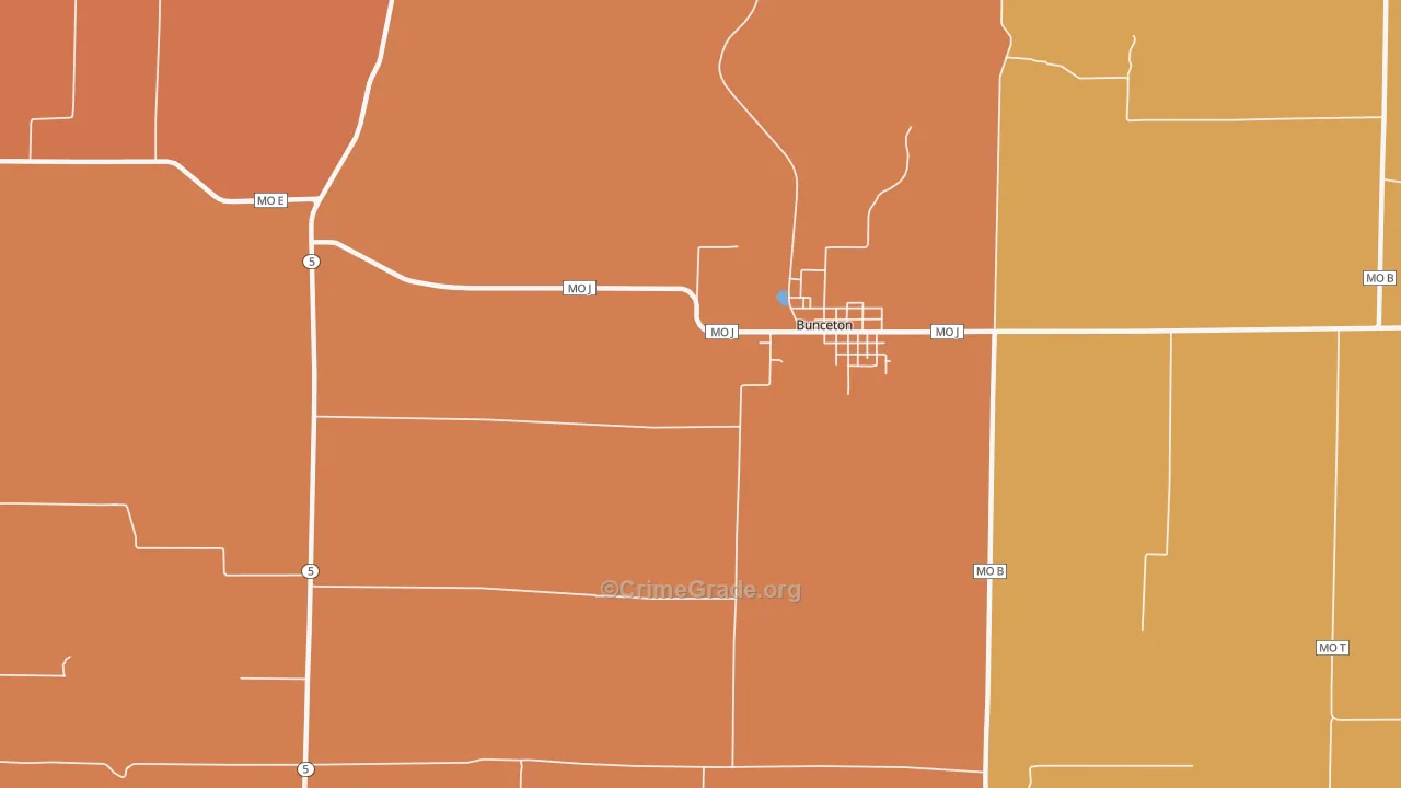 Pisgah, MO Map of Robbery Rates