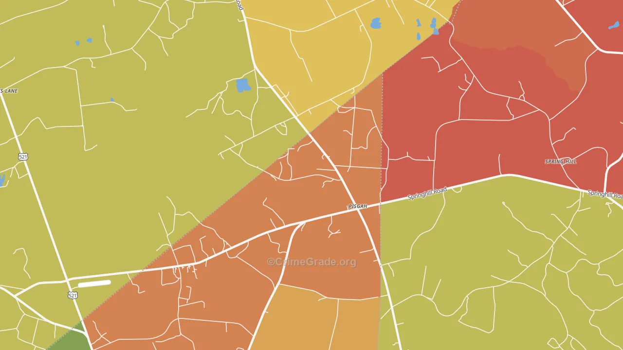 Pisgah, SC Map of Robbery Rates