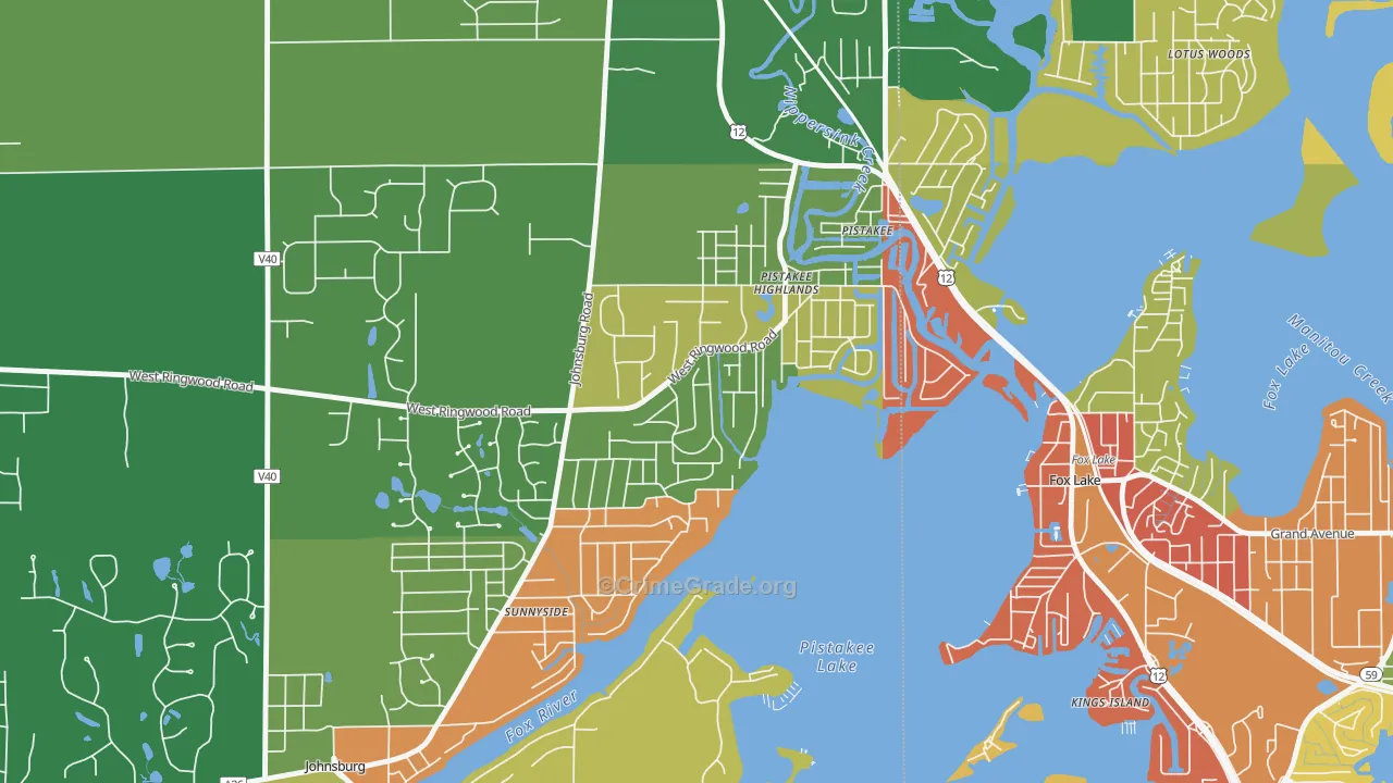 Pistakee Highlands, IL Map of Robbery Rates