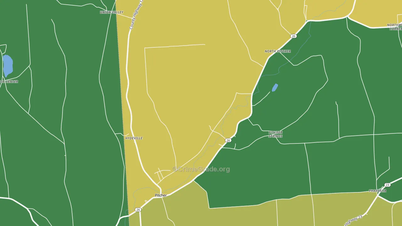 Pitcher, NY Map of Robbery Rates