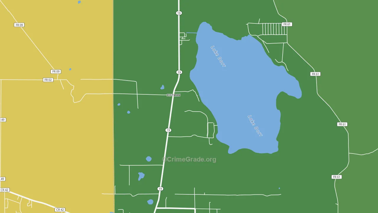 Pittman, FL Map of Robbery Rates