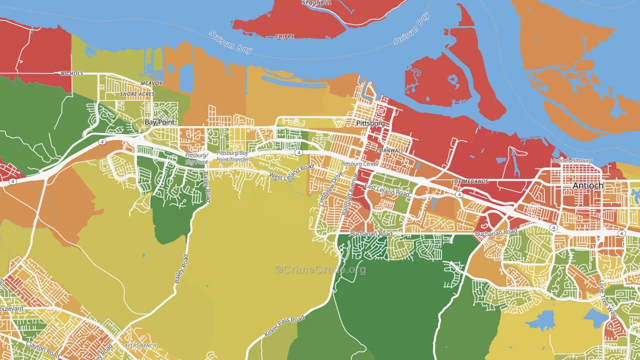 Pittsburg, CA Map of Robbery Rates