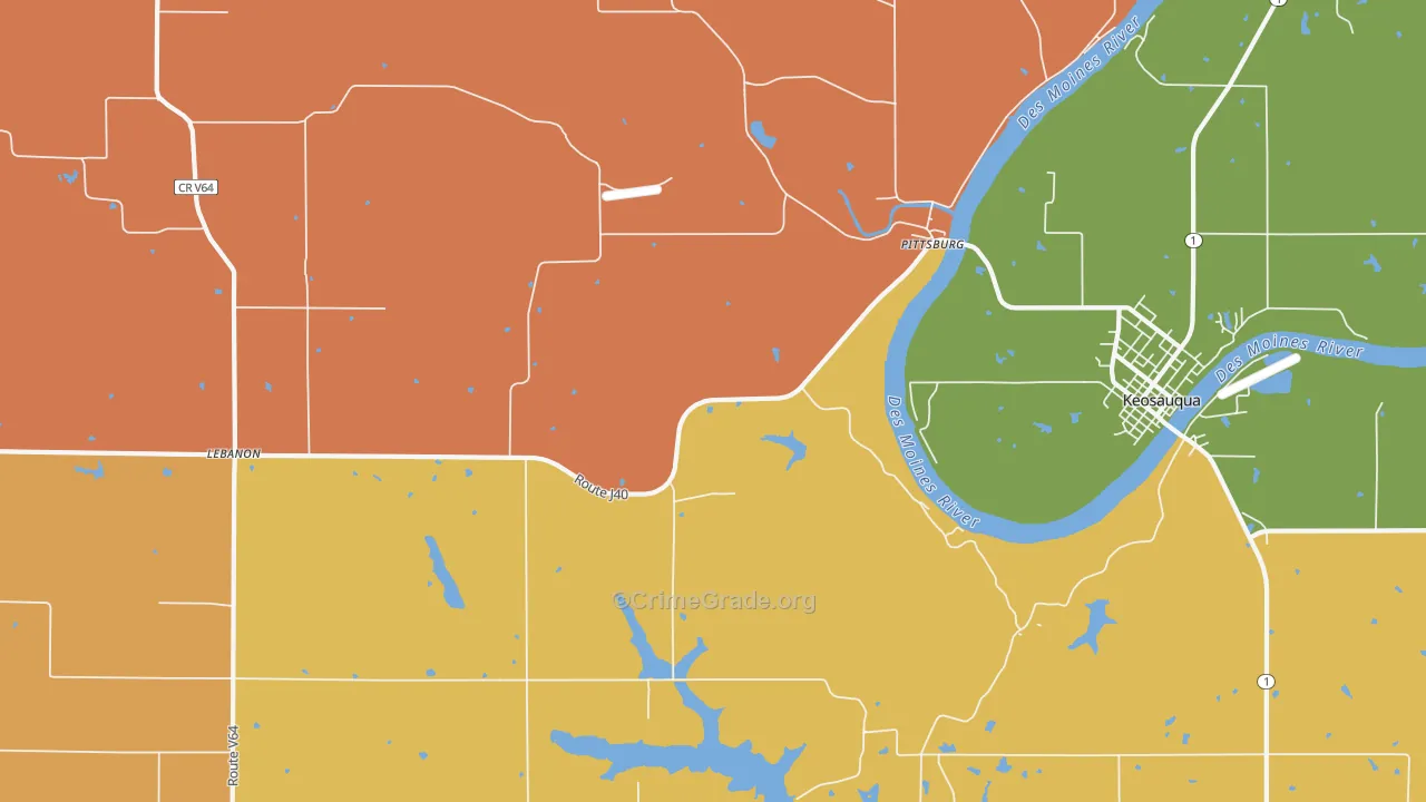 Pittsburg, IA Map of Robbery Rates