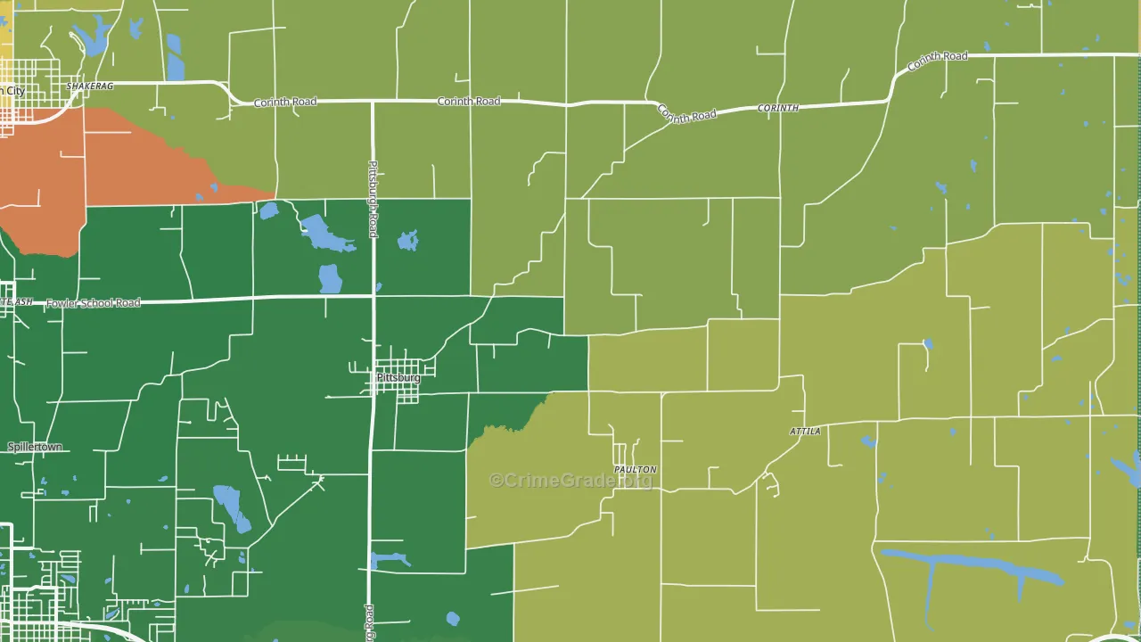 Pittsburg, IL Map of Robbery Rates