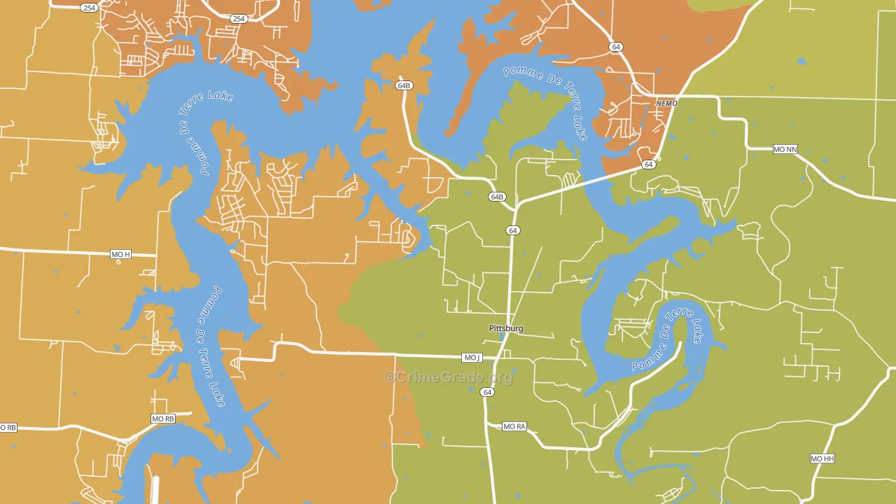 Pittsburg, MO Map of Robbery Rates
