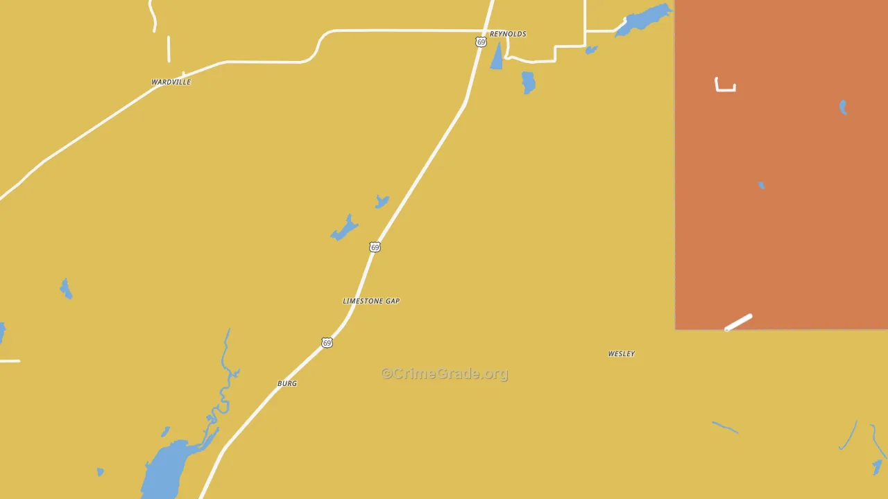 Pittsburg, OK Map of Robbery Rates
