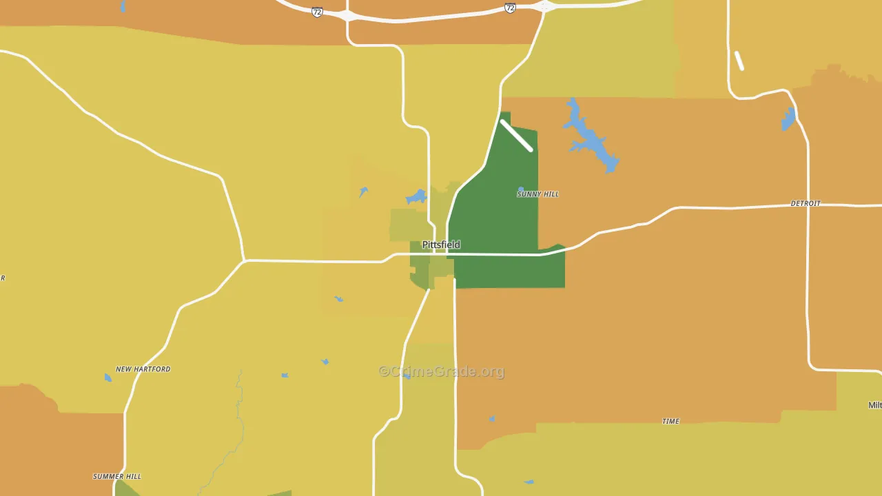 Pittsfield, IL Map of Robbery Rates