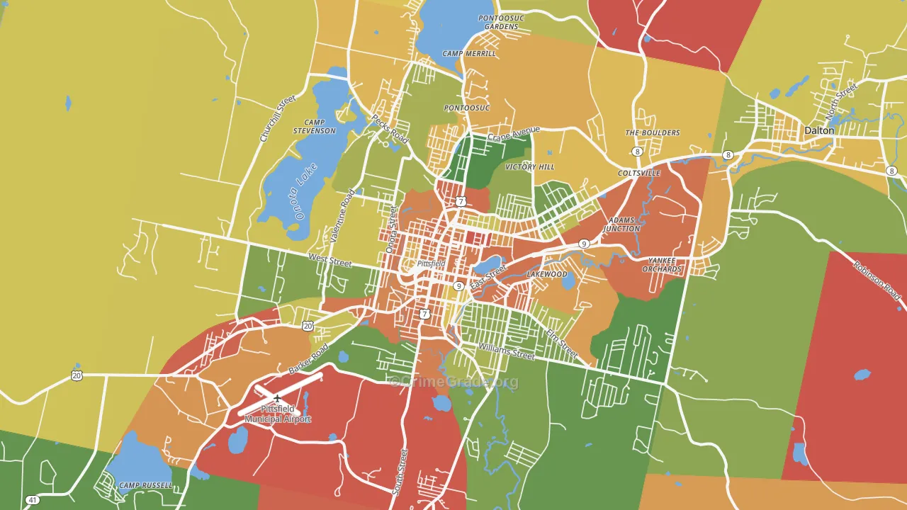 Pittsfield, MA Map of Robbery Rates