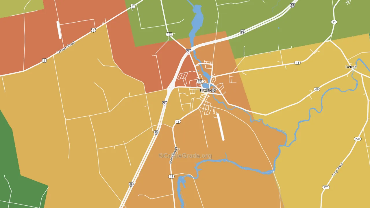 Pittsfield, ME Map of Robbery Rates