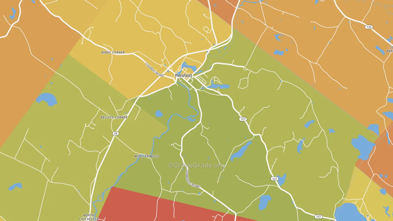 Pittsfield, NH Map of Robbery Rates