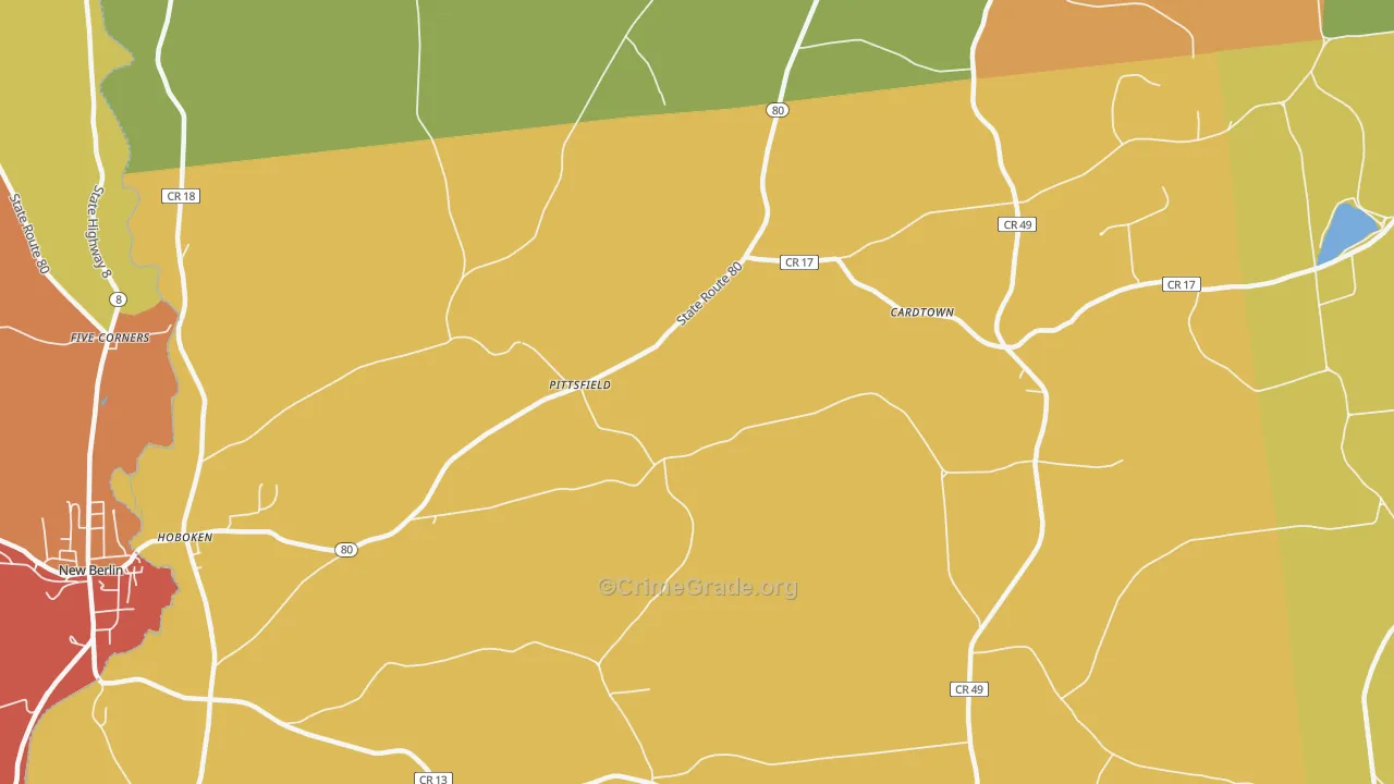 Pittsfield, NY Map of Robbery Rates