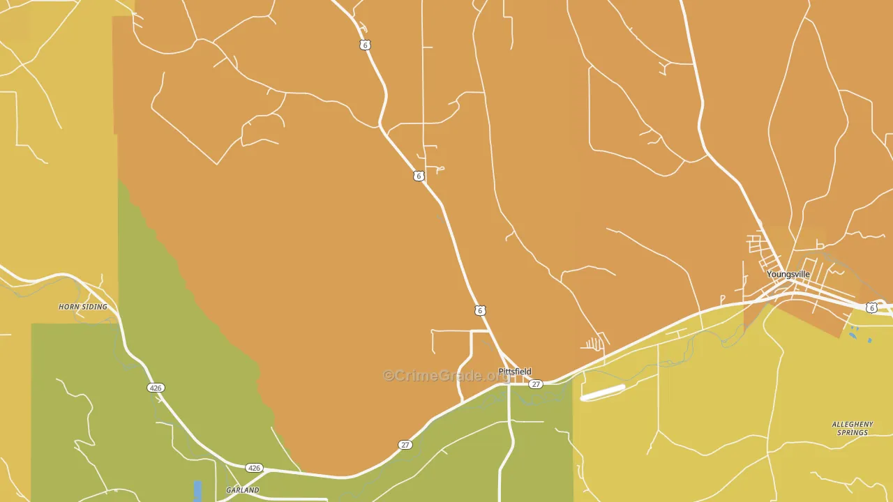 Pittsfield, PA Map of Robbery Rates