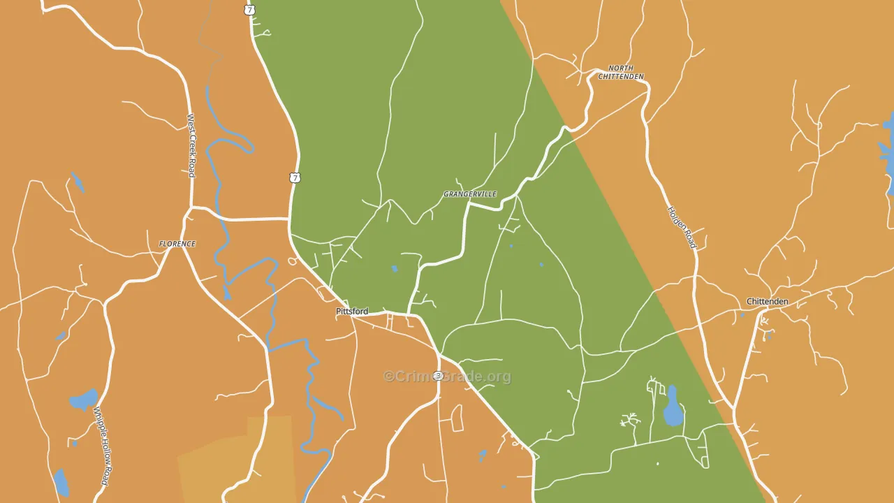 Pittsford, VT Map of Robbery Rates