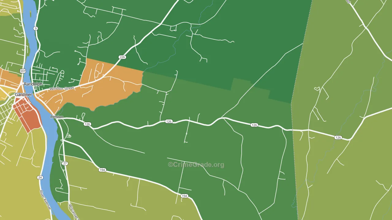 Pittston, ME Map of Robbery Rates