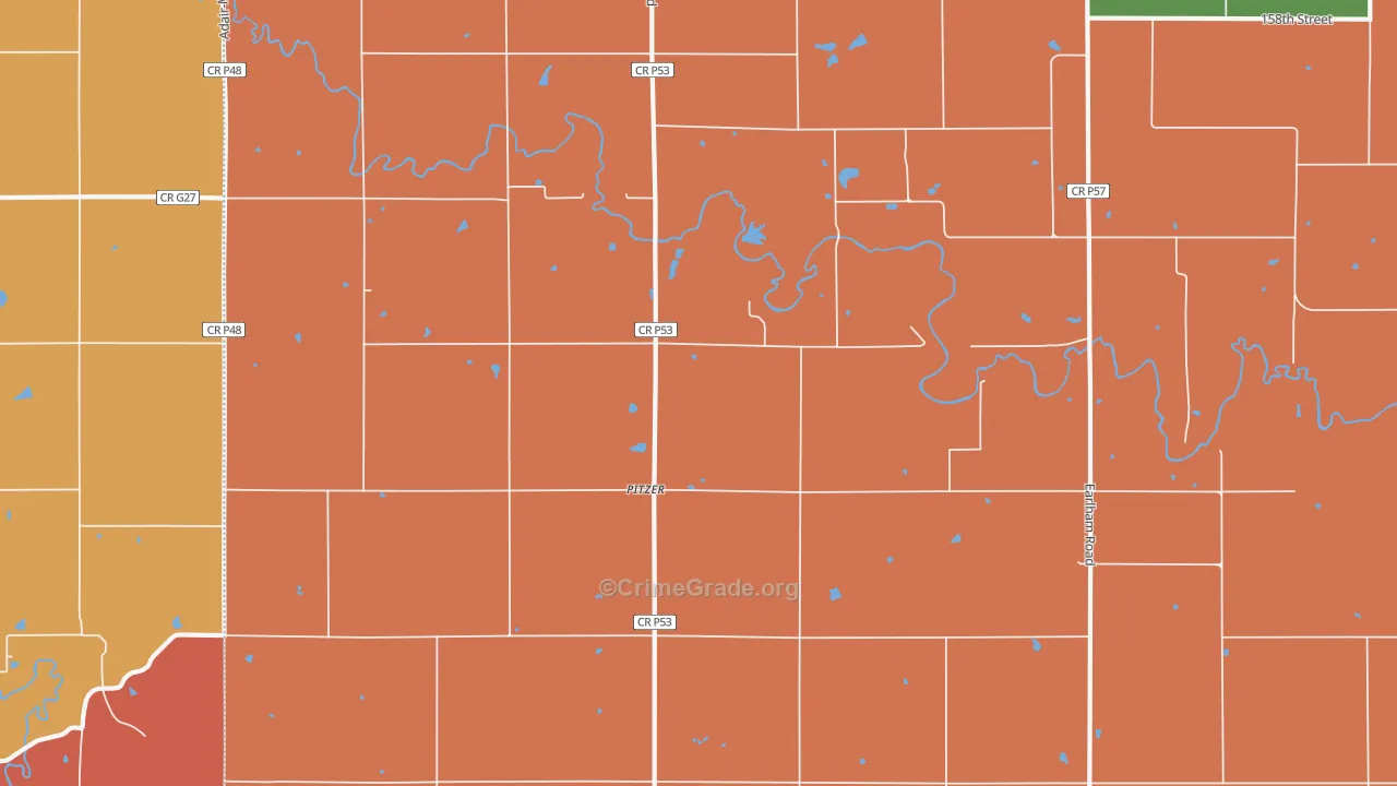 Pitzer, IA Map of Robbery Rates